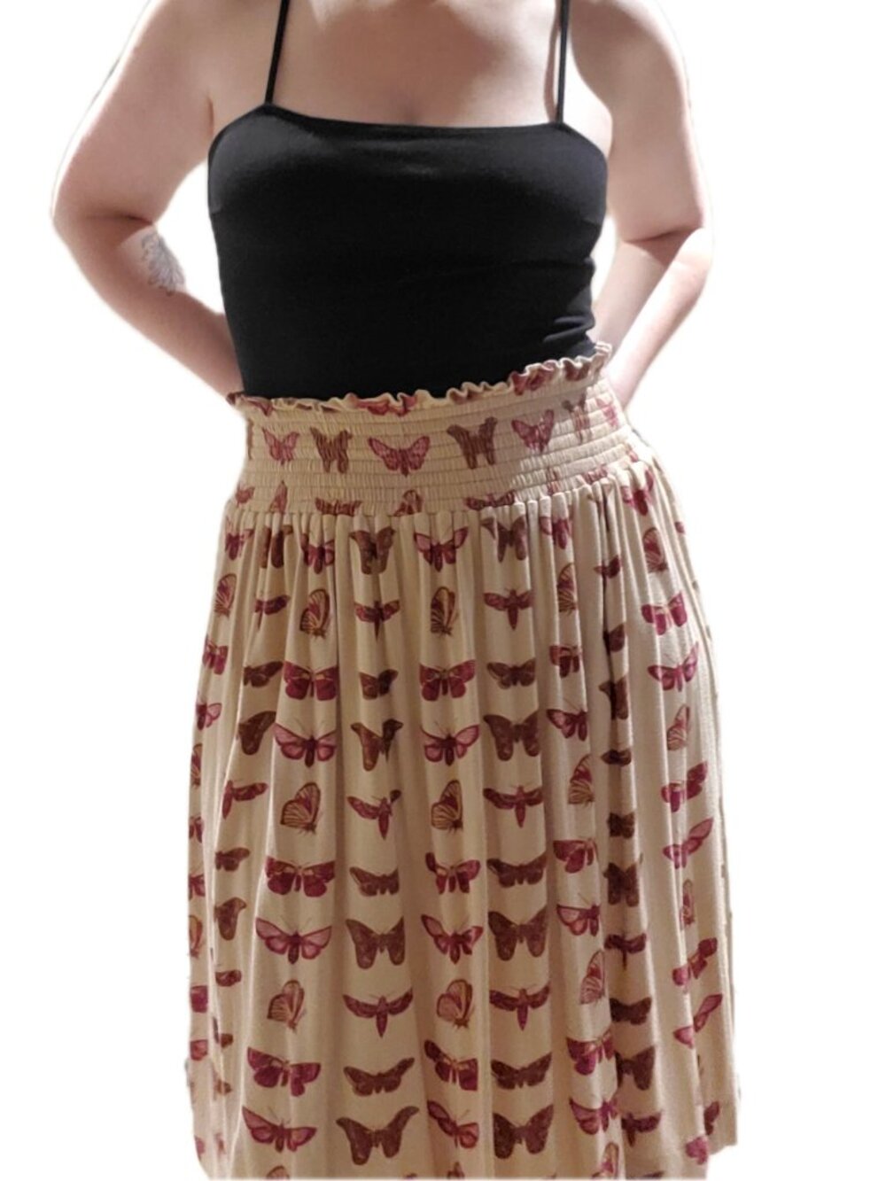 Kate Quinn Beige Butterfly & Moth Print Stretch Skirt – Women's Medium